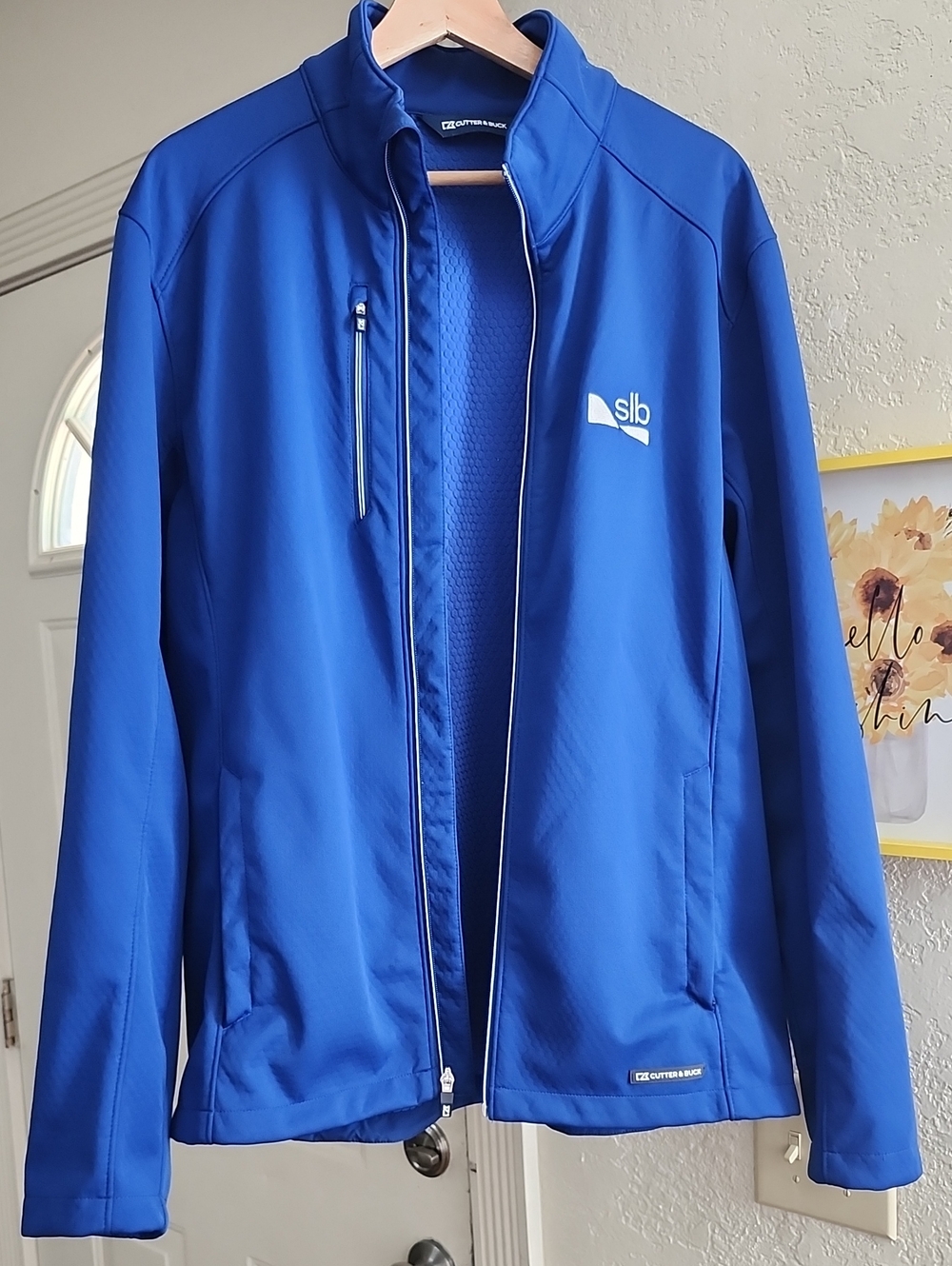 Cutter & Buck Evoke Softshell Jacket Blue Size L SLB Logo EUC Gorpcore